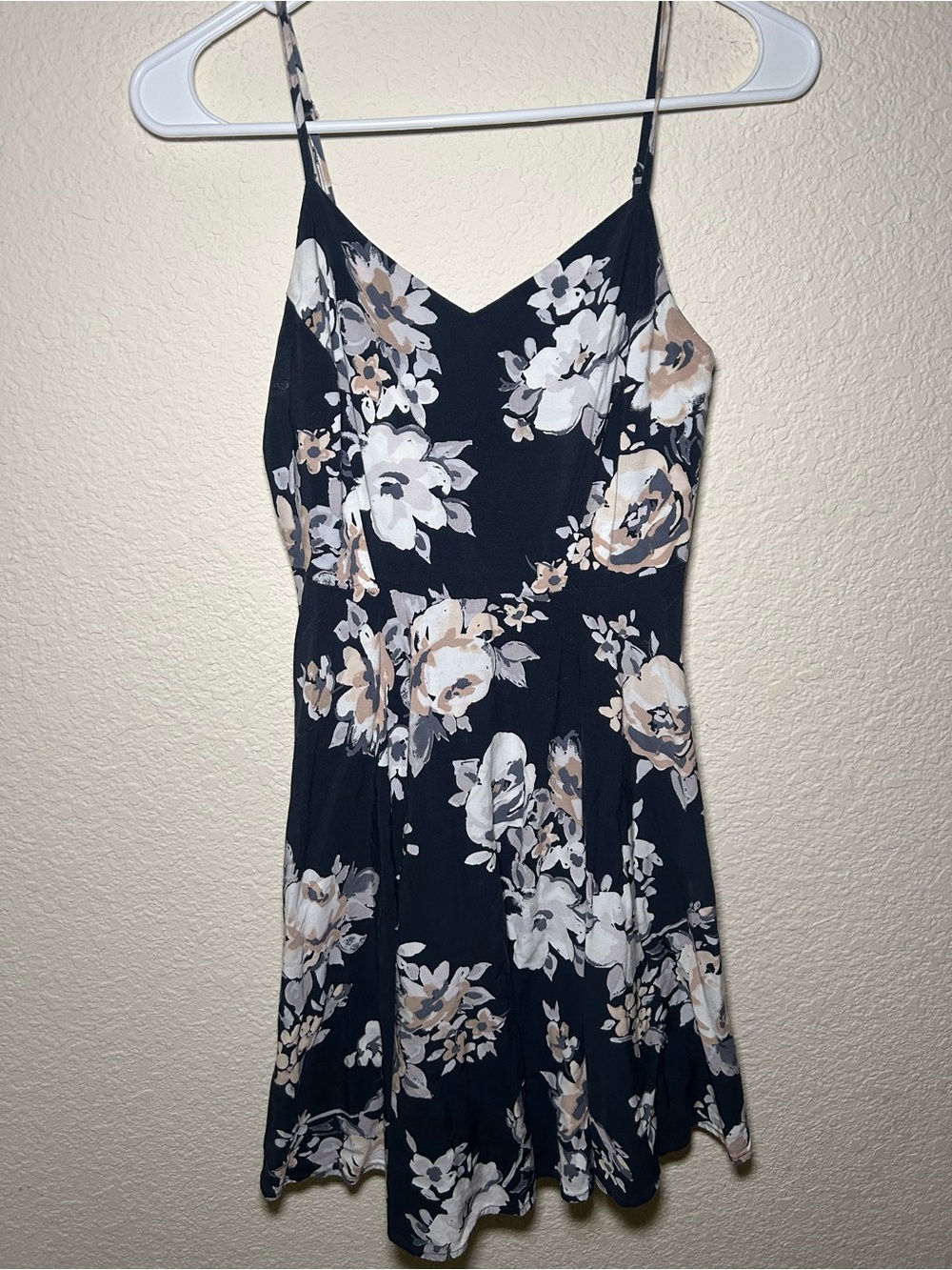 Old Navy Dark Blue Floral A-Line Slip Dress Flowy Fall Casual Fairy Girly - Picture 3 of 7
